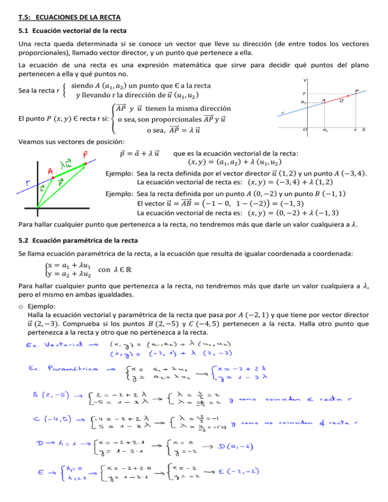 Ecuaciones De La Recta Ecuaci N Vectorial De La Recta Una