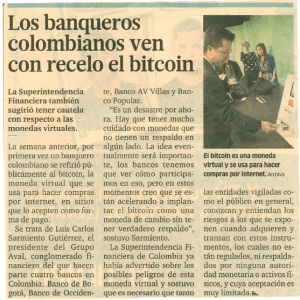 Los banqueros colombianos ven con recelo el bitcoin
