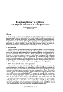 Fonologia lexica y postIexica, con especial referencia a la lengua