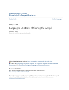 Languages - A Means of Sharing the Gospel