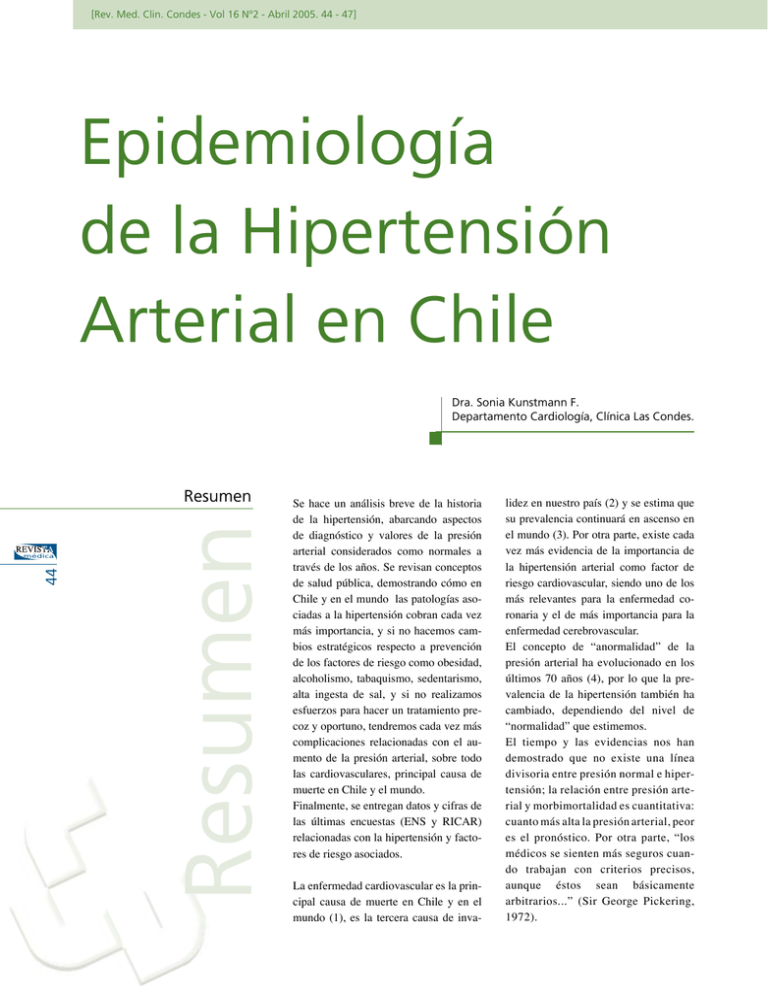 Epidemiología de la Hipertensión Arterial en Chile