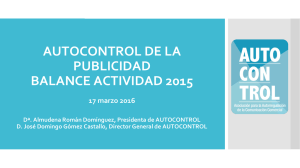 AUTOCONTROL DE LA PUBLICIDAD BALANCE ACTIVIDAD 2015