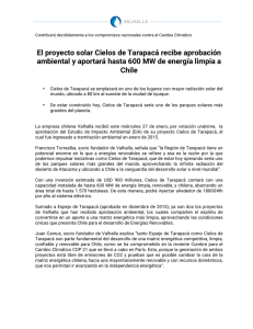 El proyecto solar Cielos de Tarapacá recibe aprobación
