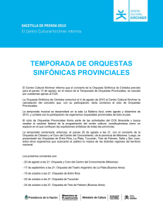 TEMPORADA DE ORQUESTAS SINFÓNICAS PROVINCIALES