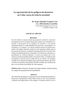 La apreciación de los peligros de desastres en Cuba: tarea de toda