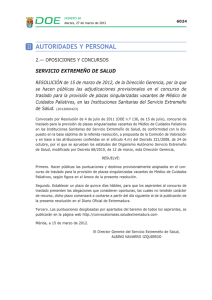 Resolución de 15 de marzo de 2012 - Colegio Oficial de Medicos de