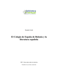 El Colegio de España de Bolonia y la literatura española