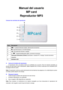 Manual del usuario MP card Reproductor MP3