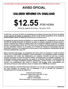aviso oficial salario mínimo en oakland $12.55por