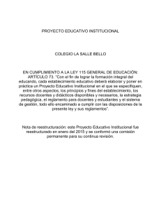 PROYECTO EDUCATIVO INSTITUCIONAL COLEGIO LA SALLE