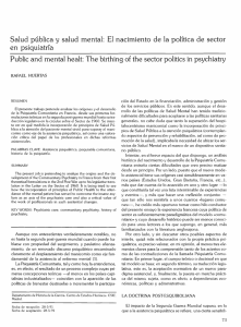 Salud pública y salud mental: El nacimiento de la política de