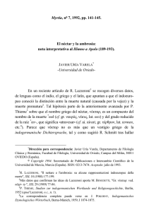Myrtia, n1 7, 1992, pp. 141-145. El néctar y la ambrosía: nota