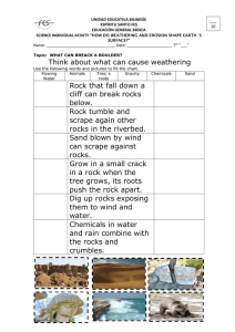Think about what can cause weathering Rock that fall down a cliff