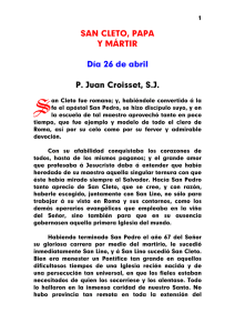 SAN CLETO, PAPA Y MÁRTIR Día 26 de abril P. Juan Croisset, S.J.