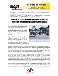 POLICÍA DE TRÁNSITO ACONSEJA A MOTOCICLISTAS QUE