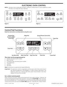 ELECTRONIC OVEN CONTROL Control Pad Functions