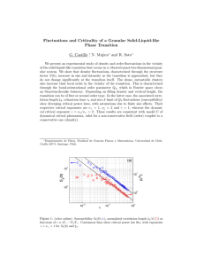 Fluctuations and Criticality of a Granular Solid-Liquid-like