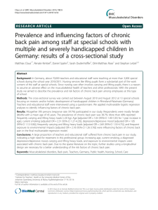 Prevalence and influencing factors of chronic back pain among staff