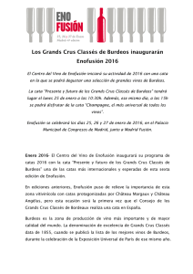 Los Grands Crus Classés de Burdeos inaugurarán Enofusión 2016