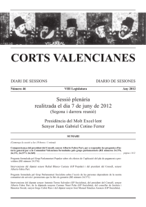 Diario de sesiones de las Cortes Valencianas
