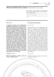 Choanal atresia Atresia bilateral de coanas. Presentación de un caso