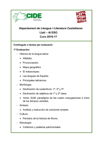Departament de Llengua i Literatura Castellanes Llatí – 4t
