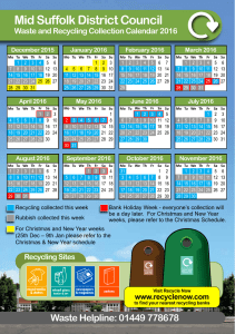 Bin Collection Calendar 2016 - Mid Suffolk District Council