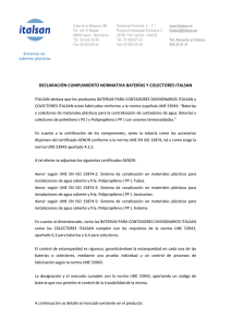 Declaración certificación Baterías y Colectores ITALSAN
