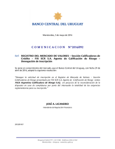 comunicacionn°2016/092 - Banco Central del Uruguay
