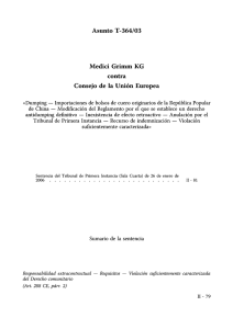 Asunto T-364/03 Medici Grimm KG contra Consejo de la