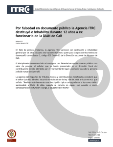 Por falsedad en documento público la Agencia ITRC destituyó e