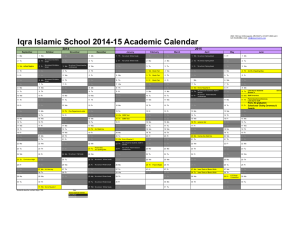 Iqra Islamic School 2014-15 Academic Calendar