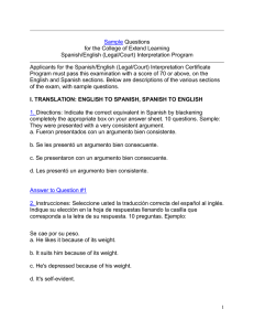 Sample Questions for the College of Extend Learning Spanish/English