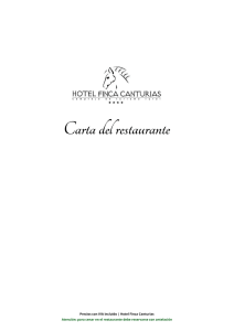Carta del restaurante - Hotel Finca Canturias