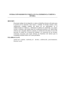 INTERACCIÓN RESIDENTE-TURISTA EN UNA EXPERIENCIA