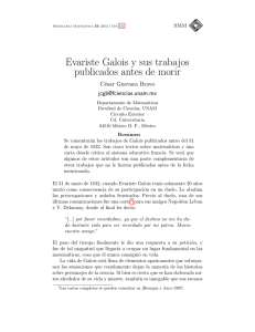 Evariste Galois y sus trabajos publicados antes de morir