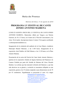 PROGRAMA LV FESTIVAL DE CANTE JONDO ANTONIO MAIRENA