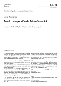 Ante la desaparición de Arturo Toscanini