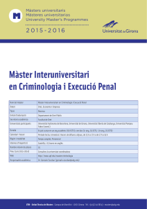 Màster Interuniversitari en Criminologia i Execució Penal