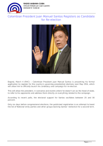 Colombian President Juan Manuel Santos Registers as Candidate