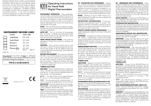 Operating Instructions for Hand Held Digital