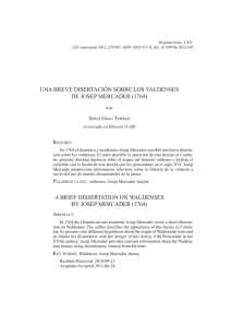 Una breve disertación sobre los valdenses de Josep Mercader