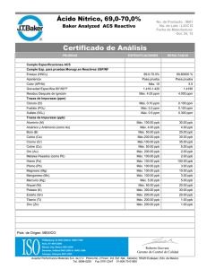 Certificado de Análisis - Avantor Performance Materials