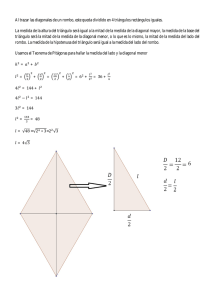 Al trazar las diagonales de un rombo, este queda dividido en 4