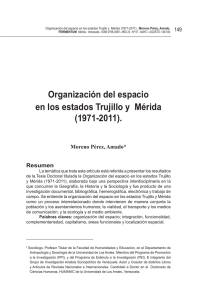 organización del espacio en los estados trujillo y Mérida (1971