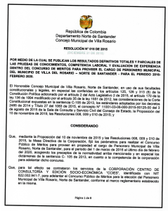 resolución 015 - resultados - Concejo Municipal Villa del Rosario