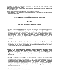 Ley de la BUAP - Benemérita Universidad Autónoma de Puebla