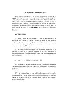 Acuerdo de confidencialidad - Universidad Nacional de Quilmes