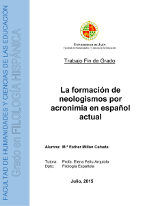 La formación de neologismos por acronimia en español actual