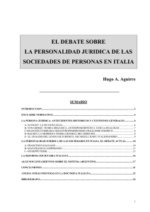 el debate sobre la personalidad juridica de las sociedades en italia